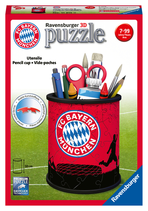 Ravensburger 3D Puzzle 11215 – Utensilo FC Bayern – 54 Teile – Stiftehalter für FC Bayern München Fans ab 6 Jahren, Schreibtisch-Organizer für Kinder