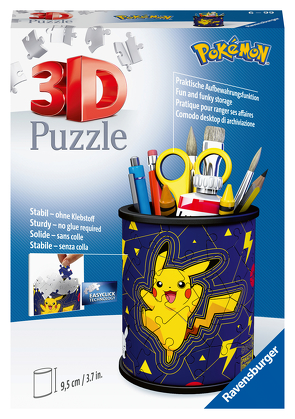 Ravensburger 3D Puzzle 11257 – Utensilo Pokémon Pikachu – 54 Teile – Stiftehalter für Pokémon Fans ab 6 Jahren, Schreibtisch-Organizer für Kinder