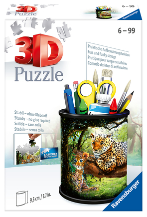 Ravensburger 3D Puzzle 11263 – Utensilo Raubkatzen – 54 Teile – Stiftehalter für Tier-Fans ab 6 Jahren, Schreibtisch-Organizer für Kinder