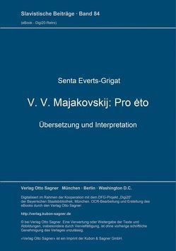 V. V. Majakovskij: Pro éto von Everts-Grigat,  Senta