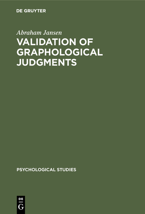 Validation of graphological judgments von Jansen,  Abraham, Spiekermann,  J. A. A.
