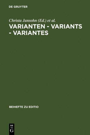 Varianten – Variants – Variantes von Jansohn,  Christa, Plachta,  Bodo