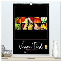 Vegan Food Kalender – Obst und Gemüse auf Schwarz (hochwertiger Premium Wandkalender 2024 DIN A2 hoch), Kunstdruck in Hochglanz von Hergenhan,  Georg