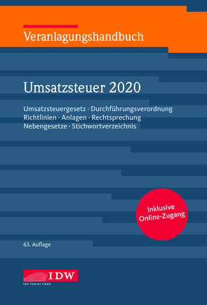 Veranlagungshandb. Umsatzsteuer 2020, 63. A. von Filtzinger,  Stephan, Widmann,  Werner