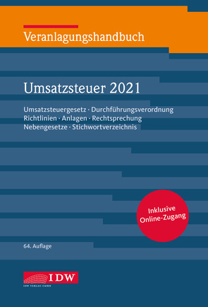 Veranlagungshandb. Umsatzsteuer 2021, 64. A. von Filtzinger,  Stephan, Widmann,  Werner