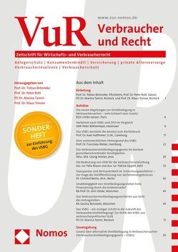 Verbraucher und Recht (VuR) von Brönneke,  Tobias, Rott,  Peter, Tamm,  Marina, Tonner,  Klaus