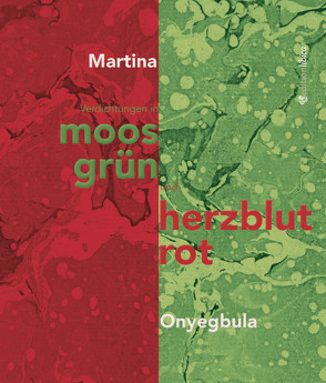 Verdichtungen in moosgrün und herzblutrot von Onyegbula,  Martina