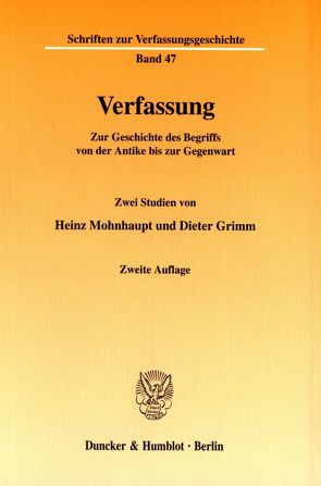 Verfassung. von Grimm,  Dieter, Mohnhaupt,  Heinz