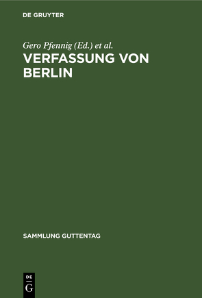 Verfassung von Berlin von Härth,  Wolfgang, Pfennig,  Gero