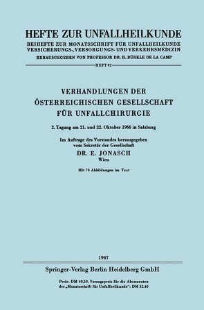 Verhandlungen der Österreichischen Gesellschaft für Unfallchirurgie von Jonasch,  Erich