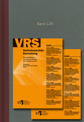 Verkehrsrechts-Sammlung (VRS) / Verkehrsrechts-Sammlung (VRS) Band 125 von Weigelt,  Volker