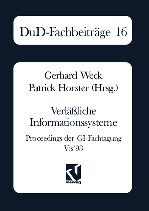 Verläßliche Informationssysteme von Horster,  Patrick, Weck,  Gerhard