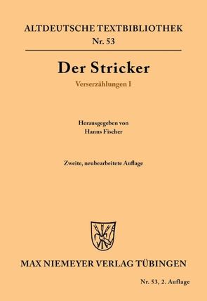 Verserzählungen I von Der Stricker, Fischer,  Hanns