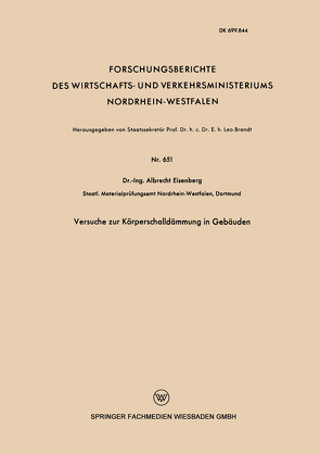 Versuche zur Körperschalldämmung in Gebäuden von Eisenberg,  Albrecht