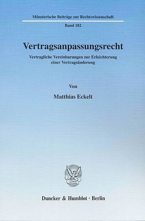 Vertragsanpassungsrecht. von Eckelt,  Matthias