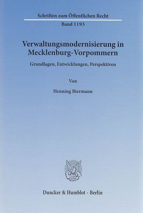 Verwaltungsmodernisierung in Mecklenburg-Vorpommern. von Biermann,  Henning