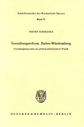 Verwaltungsreform Baden-Württemberg. von Schimanke,  Dieter