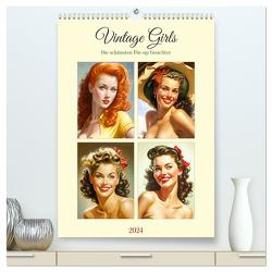 Vintage Girls. Die schönsten Pin-up Gesichter (hochwertiger Premium Wandkalender 2024 DIN A2 hoch), Kunstdruck in Hochglanz von Hurley,  Rose