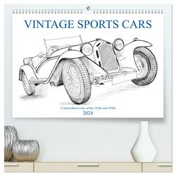 Vintage Sports Cars (hochwertiger Premium Wandkalender 2024 DIN A2 quer), Kunstdruck in Hochglanz von Simlinger,  Wolfgang