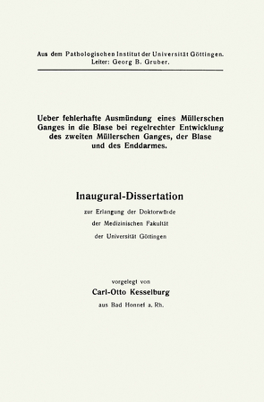 Virchows Archiv für Pathologische Anatomie und Physiologie und für Klinische Medizin von Kesselburg,  Carl-Otto