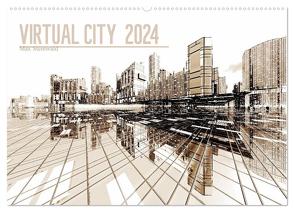 VIRTUAL CITY 2024 CH-Version (Wandkalender 2024 DIN A2 quer), CALVENDO Monatskalender von Steinwald,  Max