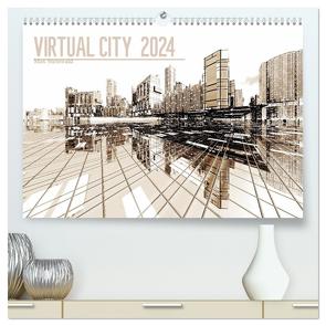 VIRTUAL CITY 2024 (hochwertiger Premium Wandkalender 2024 DIN A2 quer), Kunstdruck in Hochglanz von Steinwald,  Max