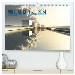VIRTUAL CITY PLANER 2024 (hochwertiger Premium Wandkalender 2024 DIN A2 quer), Kunstdruck in Hochglanz von Steinwald,  Max