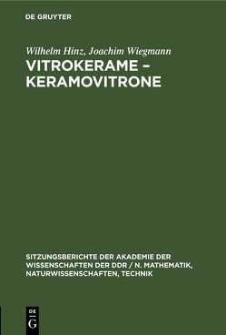 Vitrokerame – Keramovitrone von Hinz,  Wilhelm, Wiegmann,  Joachim
