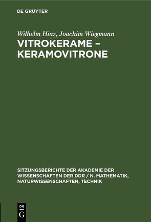 Vitrokerame – Keramovitrone von Hinz,  Wilhelm, Wiegmann,  Joachim