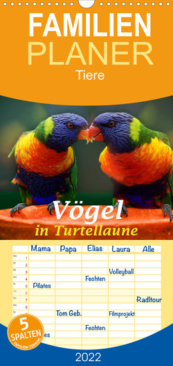 Vögel in Turtellaune – Familienplaner hoch (Wandkalender 2022 , 21 cm x 45 cm, hoch) von Brunner-Klaus,  Liselotte