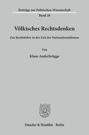 Völkisches Rechtsdenken. von Anderbrügge,  Klaus