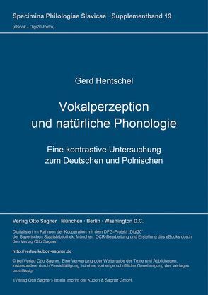 Vokalperzeption und natürliche Phonologie von Hentschel,  Gerd