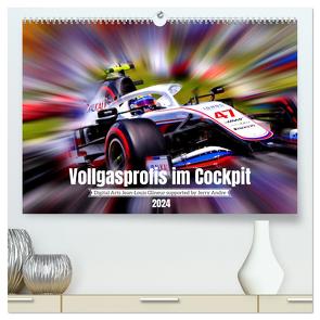 Vollgasprofis im Cockpit (hochwertiger Premium Wandkalender 2024 DIN A2 quer), Kunstdruck in Hochglanz von Glineur,  Jean-Louis