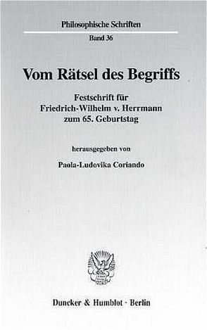 Vom Rätsel des Begriffs. von Coriando,  Paola-Ludovika