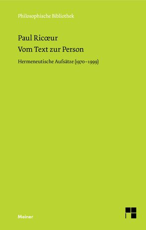 Vom Text zur Person von Ricoeur,  Paul, Welsen,  Peter