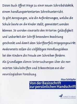 Von der Basisschrift zur persönlichen Handschrift – Anregungen zu… / Von der Basisschrift zur persönlichen Handschrift von Schläpfer,  Max