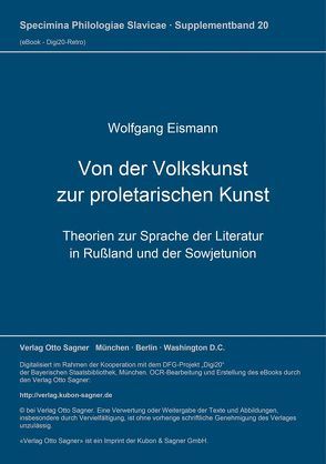 Von der Volkskunst zur proletarischen Kunst von Eismann,  Wolfgang