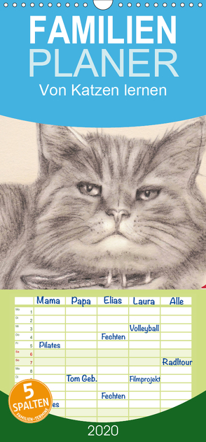 Von Katzen lernen – Familienplaner hoch (Wandkalender 2020 , 21 cm x 45 cm, hoch) von Kunst & Design,  Dany's