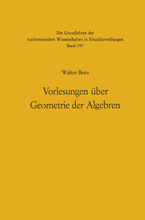 Vorlesungen über Geometrie der Algebren von Benz,  Walter
