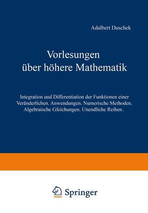 Vorlesungen über höhere Mathematik von Duschek,  Adalbert