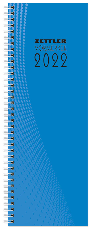 Vormerkbuch blau 2022 – Bürokalender 10,5×29,7 cm – 1 Woche auf 1 Seite – mit Ringbindung – robuster Kartoneinband – Tischkalender – 718-0015