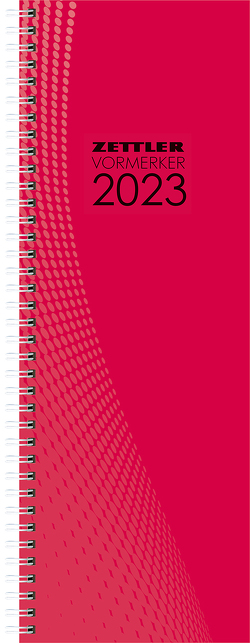 Vormerkbuch rot 2023 – Bürokalender 10,5×29,7 cm – 1 Woche auf 1 Seite – mit Ringbindung – robuster Kartoneinband – Tischkalender – 718-0011