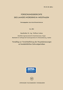 Vorschlag zur Vereinheitlichung der Hauptabmessungen an handelsüblichen Zahnradgetrieben von Lindner,  Wolfram