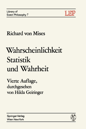 Wahrscheinlichkeit Statistik und Wahrheit von Geiringer,  Hilda, Mises,  Richard v.