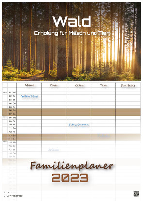 Wald – Erholung für Mensch und Tier – 2023 – Kalender DIN A3 – (Familienplaner)