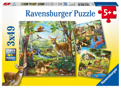 Ravensburger Kinderpuzzle – 09265 Wald-/Zoo-/Haustiere – Puzzle für Kinder ab 5 Jahren, mit 3×49 Teilen von Wertheim,  Anne