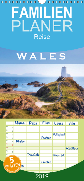 Wales – Familienplaner hoch (Wandkalender 2019 , 21 cm x 45 cm, hoch) von Kruse,  Joana