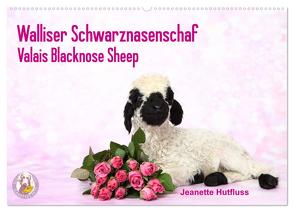 Walliser Schwarznasenschaf Valais Blacknose Sheep (Wandkalender 2024 DIN A2 quer), CALVENDO Monatskalender von Hutfluss,  Jeanette