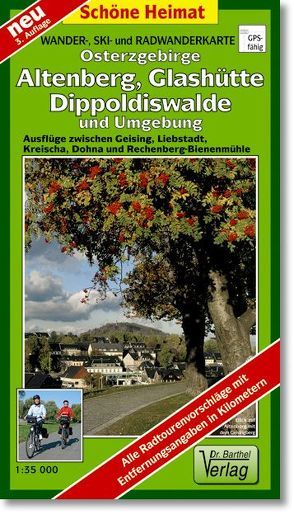 Wander-, Ski- und Radwanderkarte Osterzgebirge, Altenberg, Glashütte, Dippoldiswalde und Umgebung