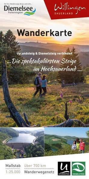 Wanderkarte Uplandsteig & Diemelsteig verbinden von Gemeinde Diemelsee, Gemeinde Willingen